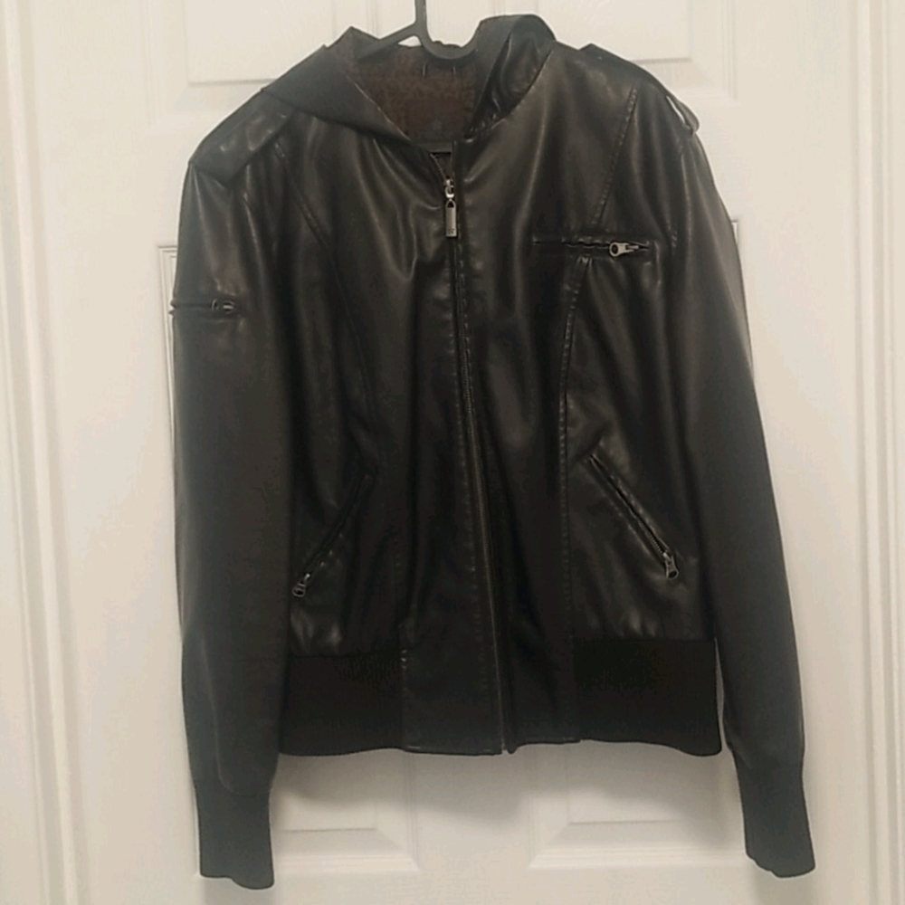 Pleather bomber jacket